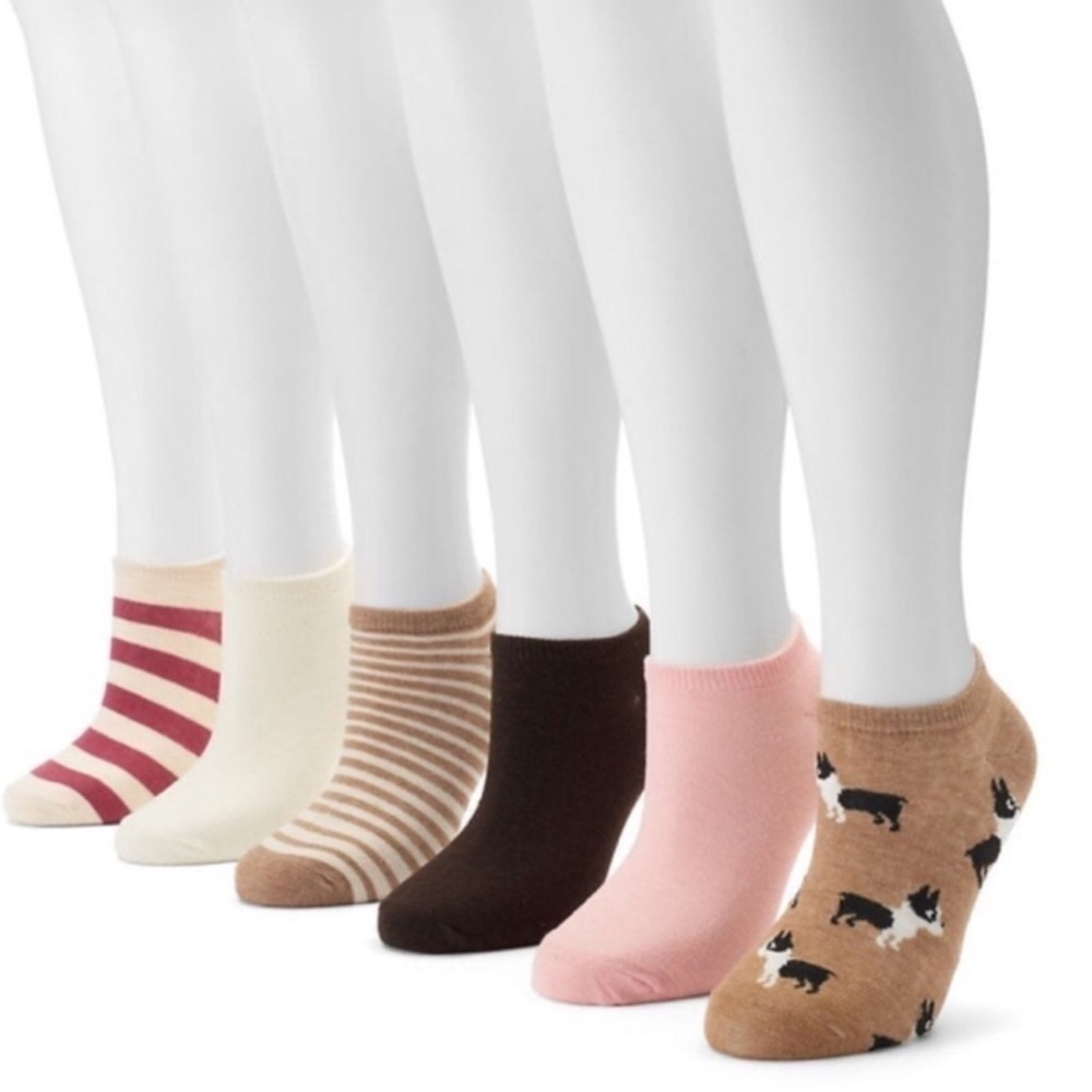 Sonoma Woman’s 6 pack no show solid and graphic design socks size 9-11